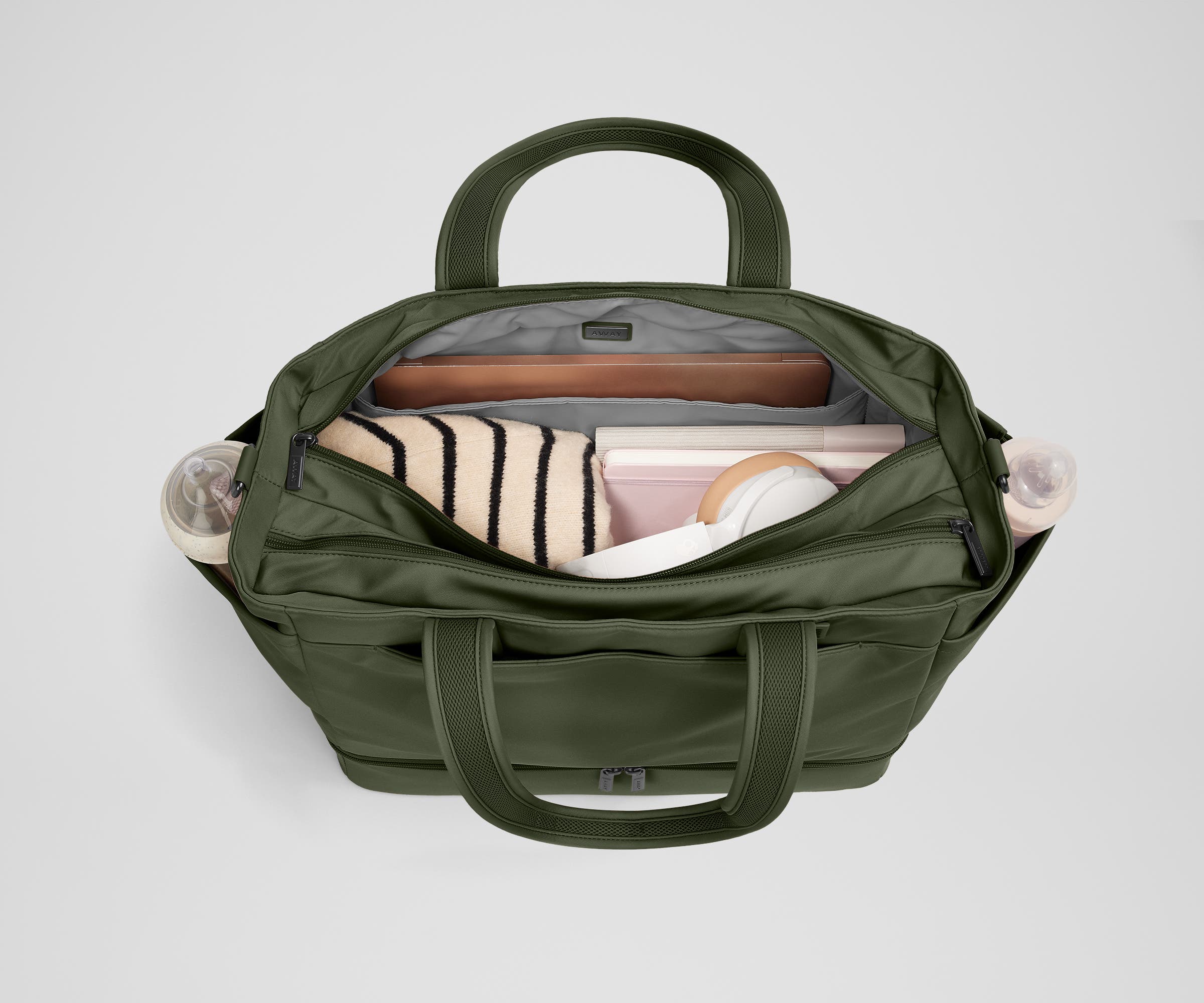 The Double Diaper Tote in Olive Green - Image 5