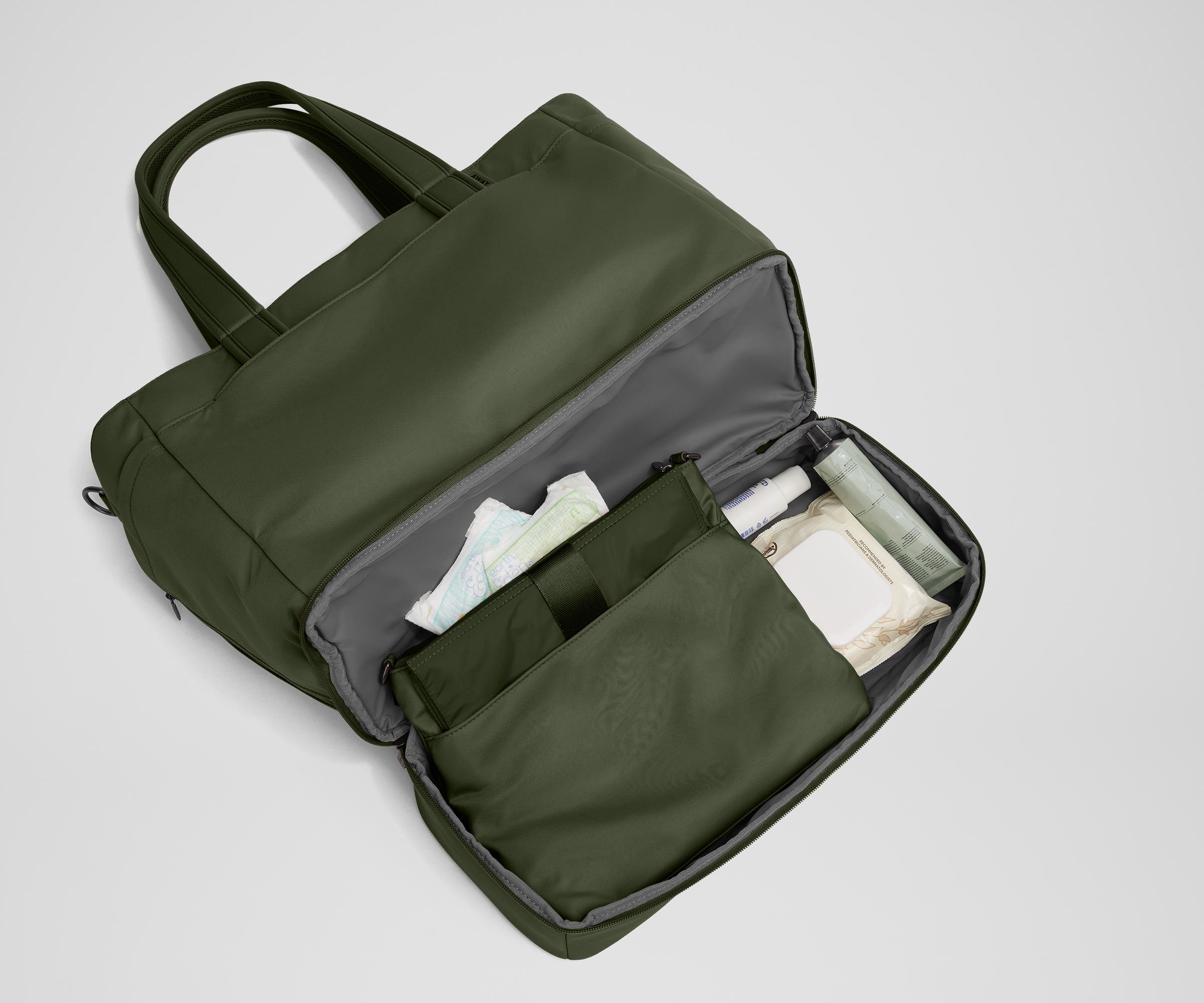 The Double Diaper Tote in Olive Green - Image 6