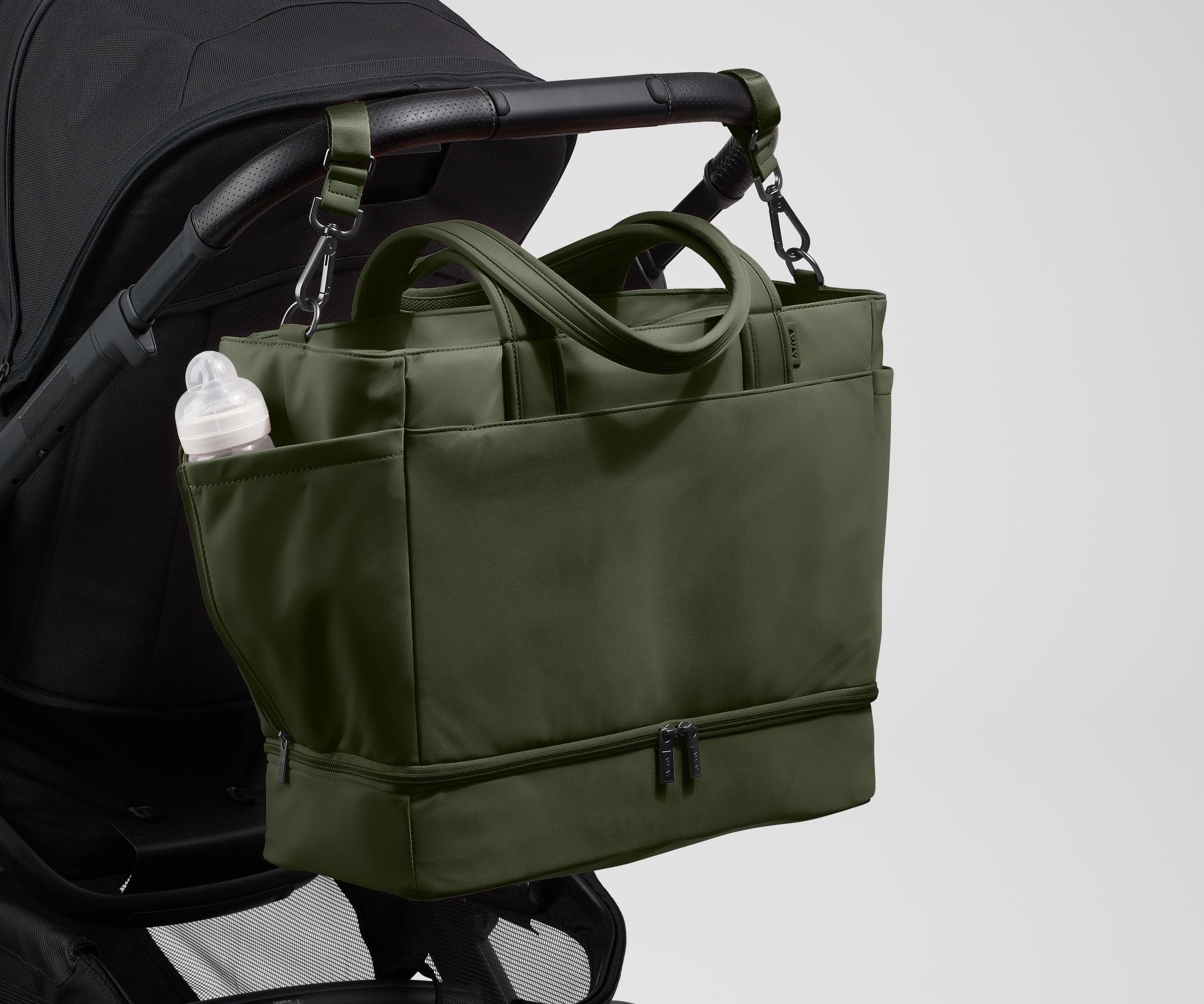 The Double Diaper Tote in Olive Green - Image 7