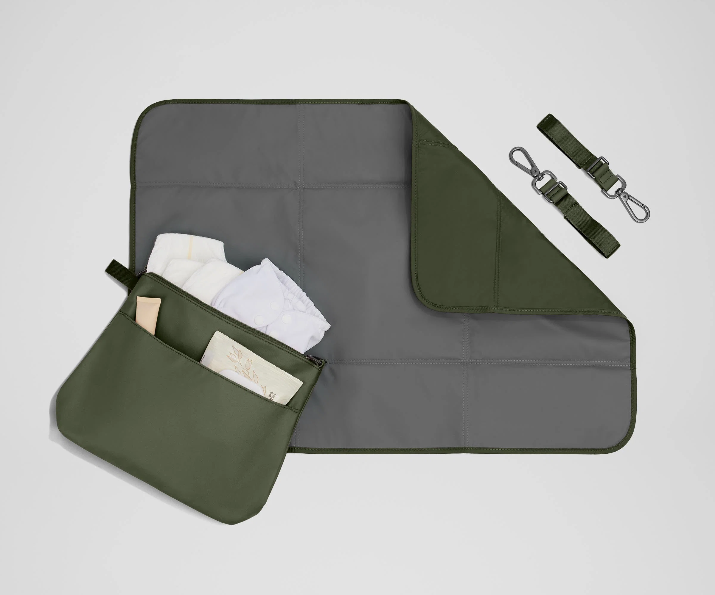 The Double Diaper Tote in Olive Green - Image 9